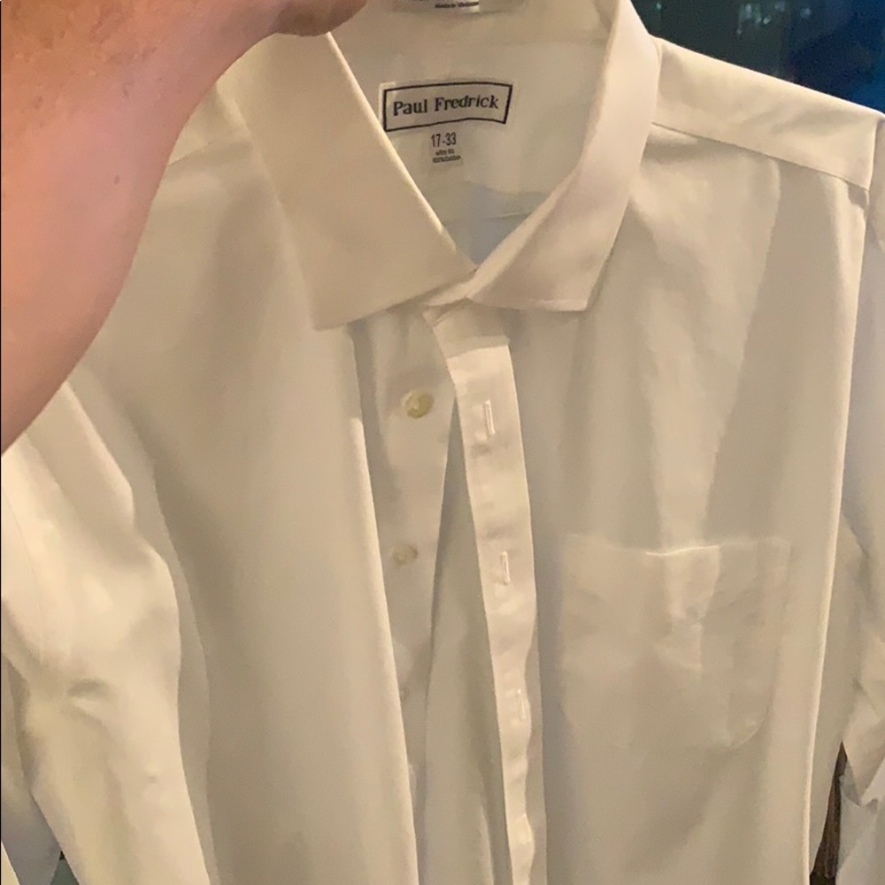 Paul Fredrick- White pinpoint dress shirt